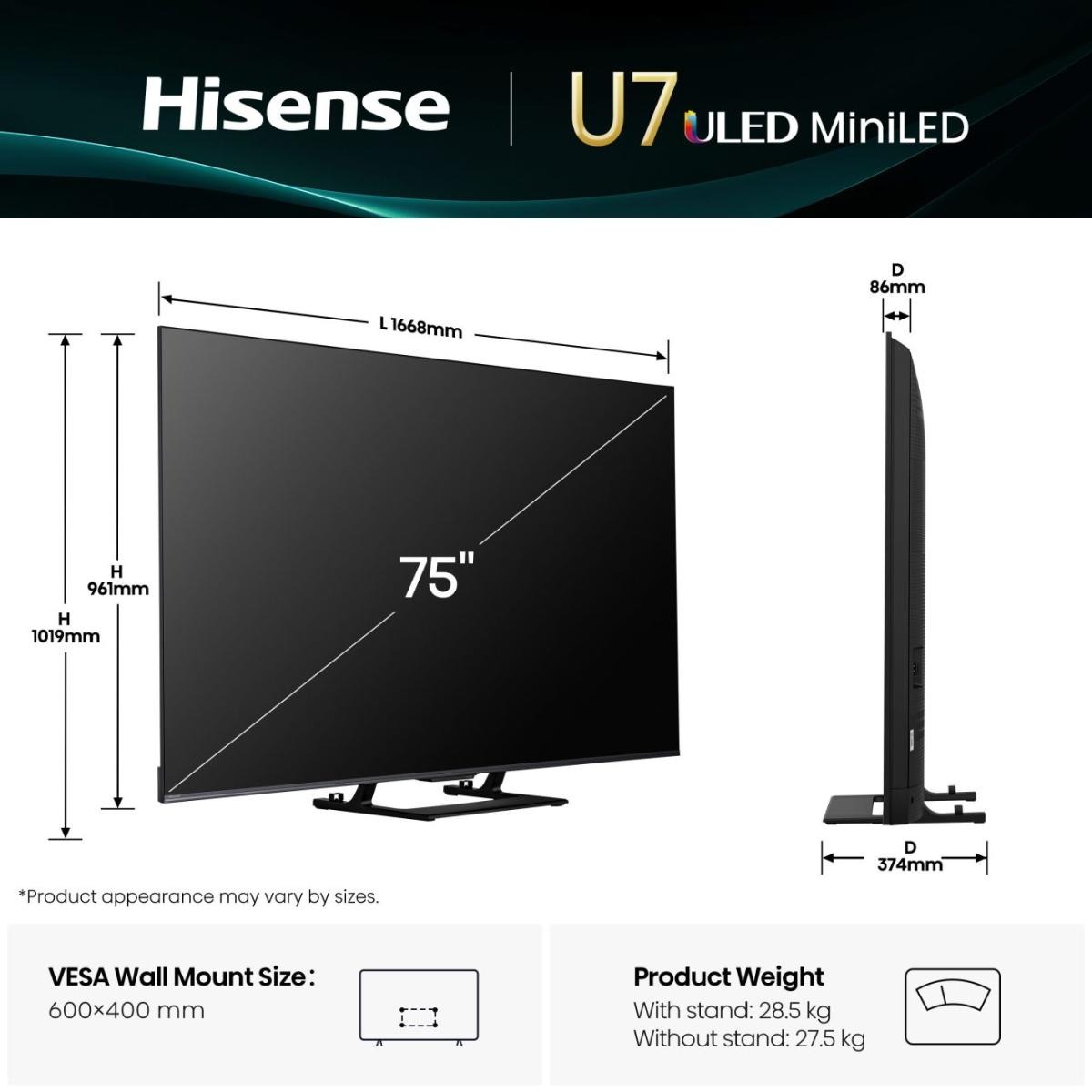 Hisense MiniLED Smart TV 75 '' U7Q | ULED 4K 144 Hz - Image 2