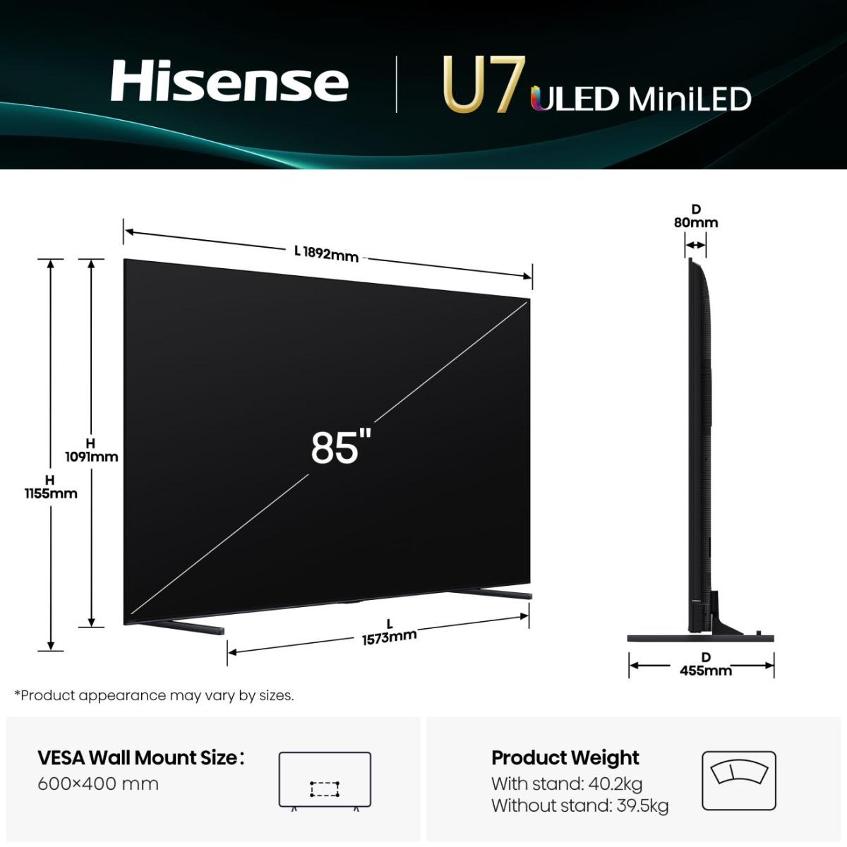 Hisense MiniLED Smart TV 85 '' U7Q | ULED 4K 144 Hz - Image 2