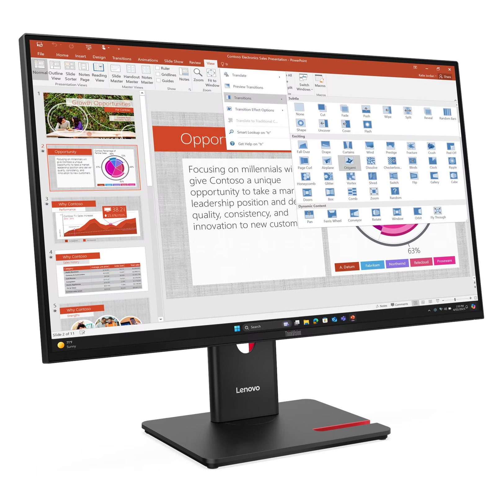 Lenovo Monitor 64A5MAR6EU, T27-40, 27" IPS, 120Hz, 4ms, Full, HDMI, DP - Image 2