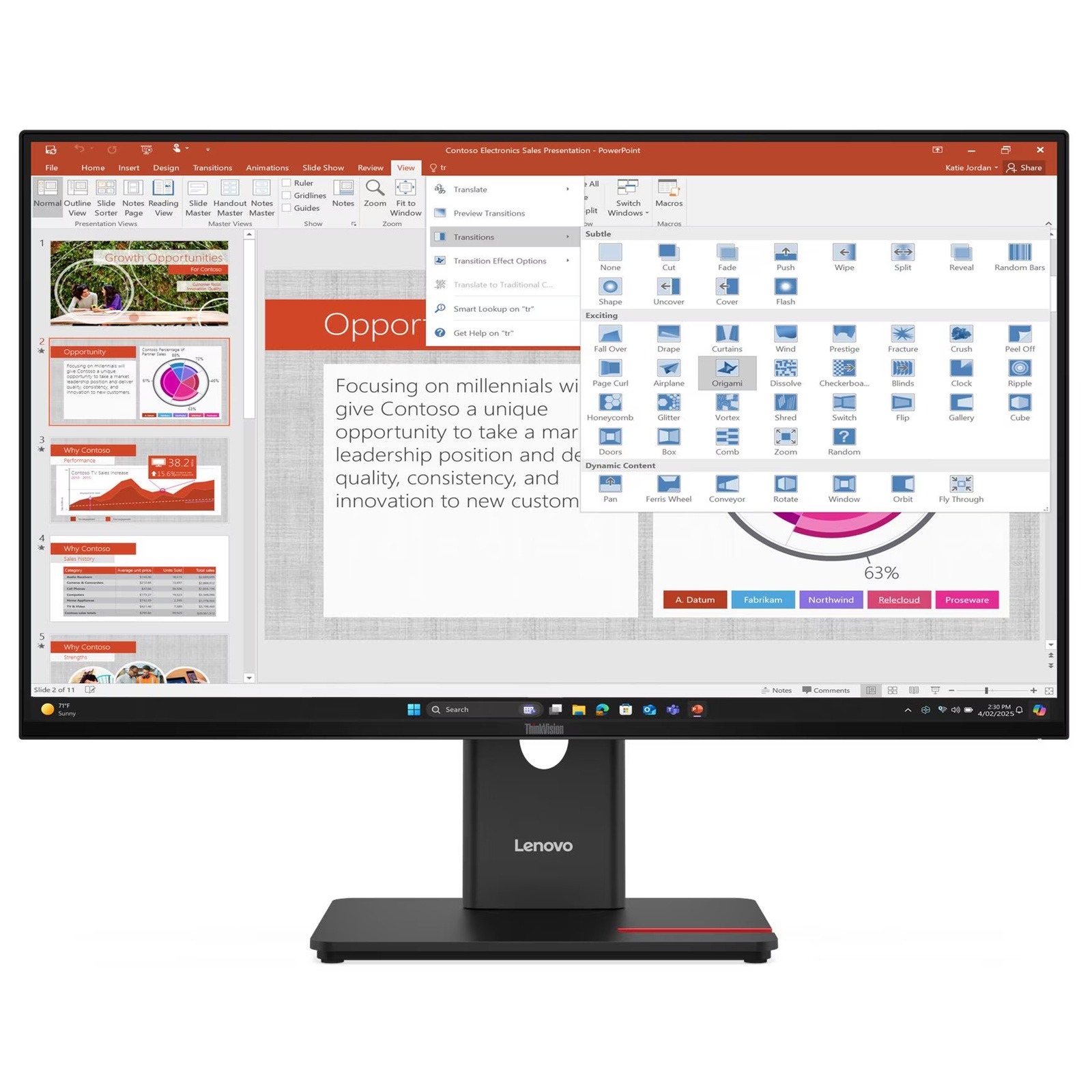 Lenovo Monitor 64A5MAR6EU, T27-40, 27" IPS, 120Hz, 4ms, Full, HDMI, DP - Image 3